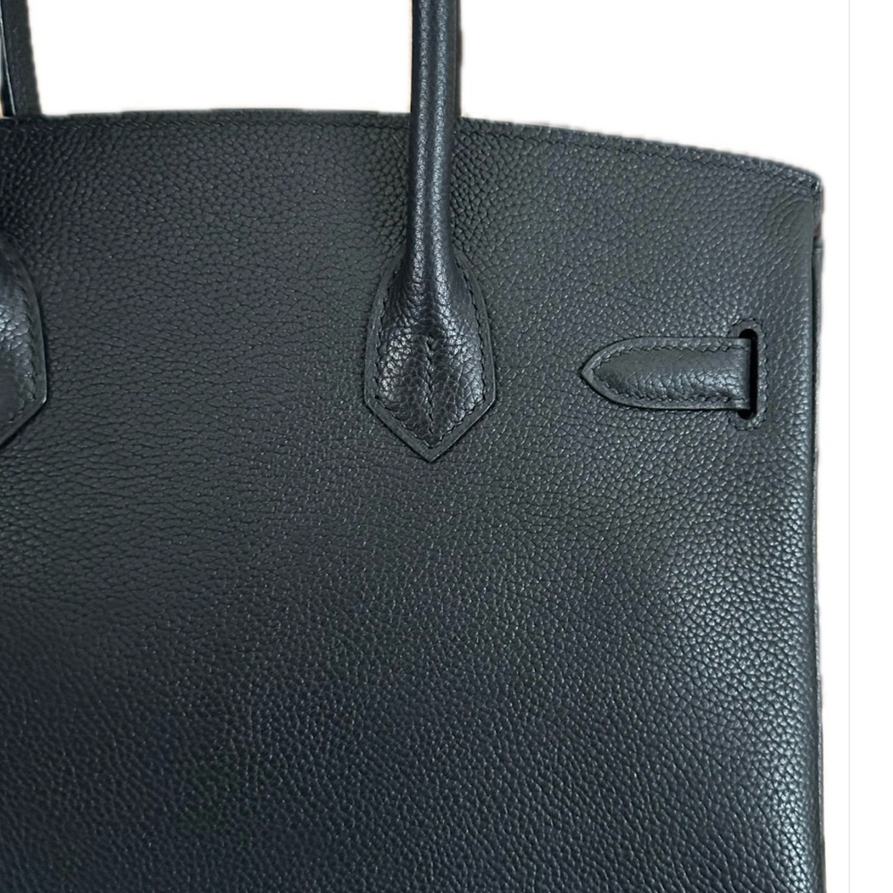 Black Leather Top-Handle Satchel with Silver Hardware - Picture 8 of 8